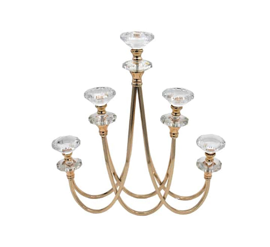 5 Holder Candle Stand Weared Gold