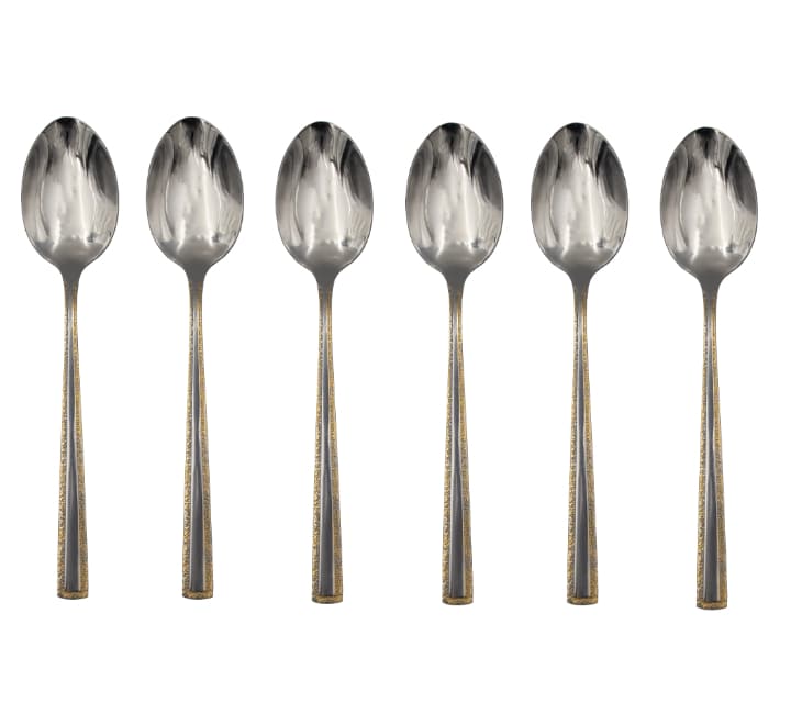 6 Piece Silver Tablespoons with Gold Edge