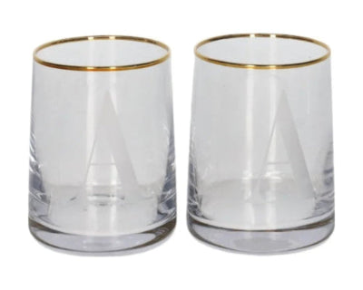 Alphabet Tumbler Glass with Gold Rim (260ml)