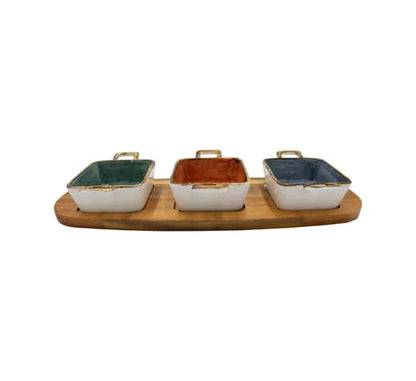 Acacia Wooden Board With Bowls