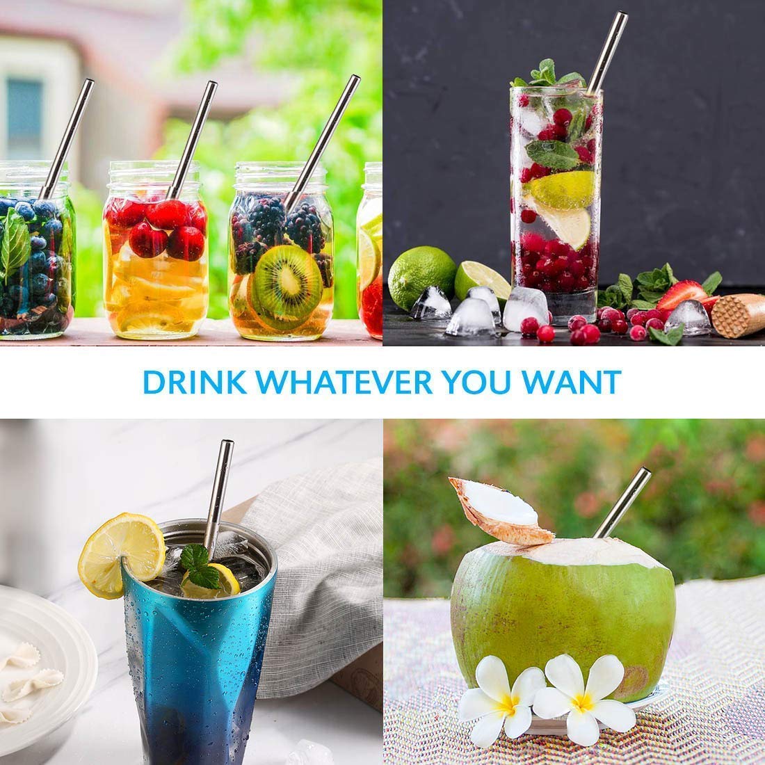 Aluminium Straws 10pc - Straight