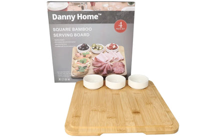 Bamboo Cheese Board & Bowls Set 4pcs