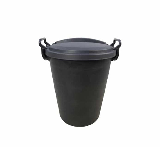 Black Dustbin with Lid 70Lt