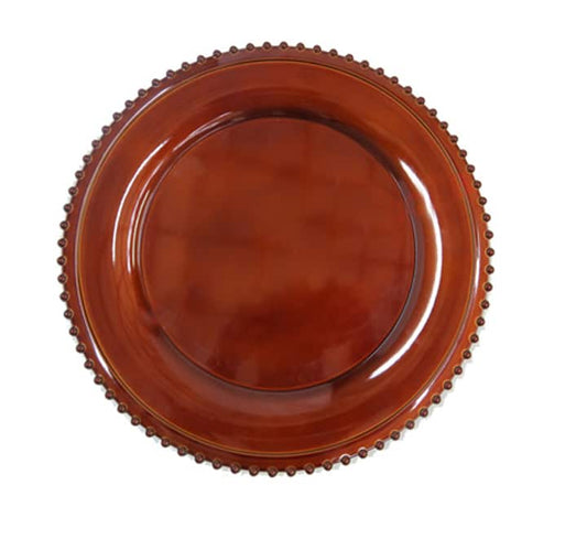 Brown Round Plastic Underplate with Dots