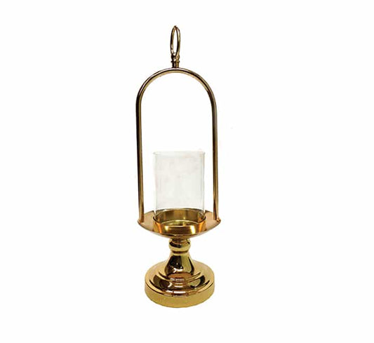 Candle Stand with Glass - Gold