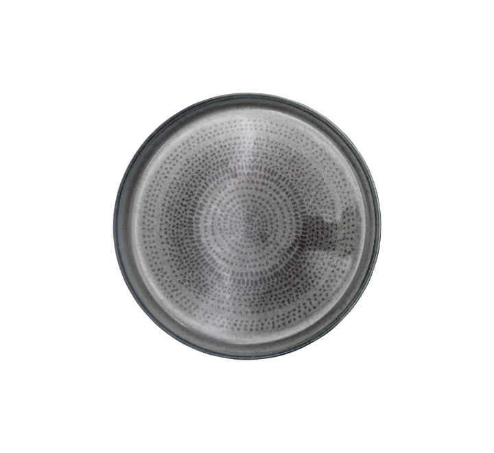 Ceramic Dinner Plate 27cm Dotted Black & Grey