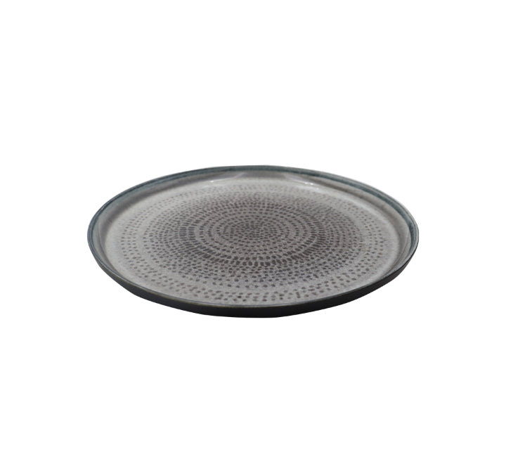Ceramic Dinner Plate 27cm Dotted Black & Grey