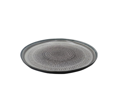 Ceramic Dinner Plate 27cm Dotted Black & Grey