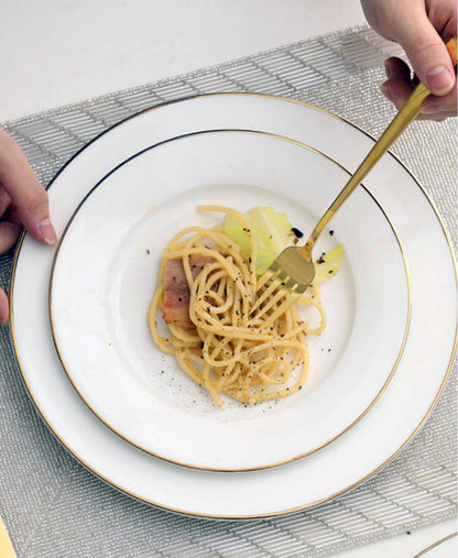 Ceramic Dinner Plate with Gold Rim 25cm