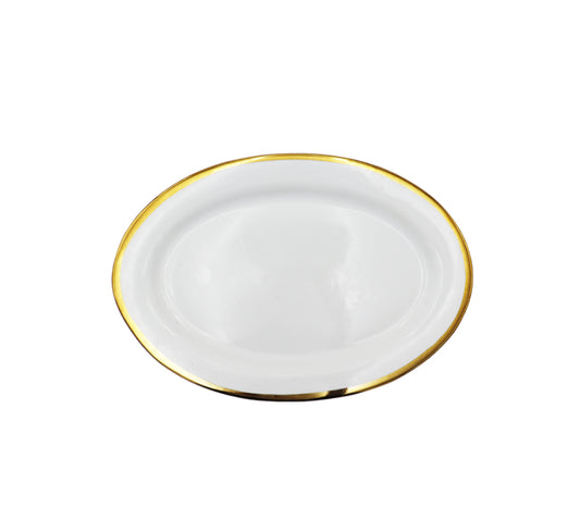 Ceramic Oval Platter with Gold Rim