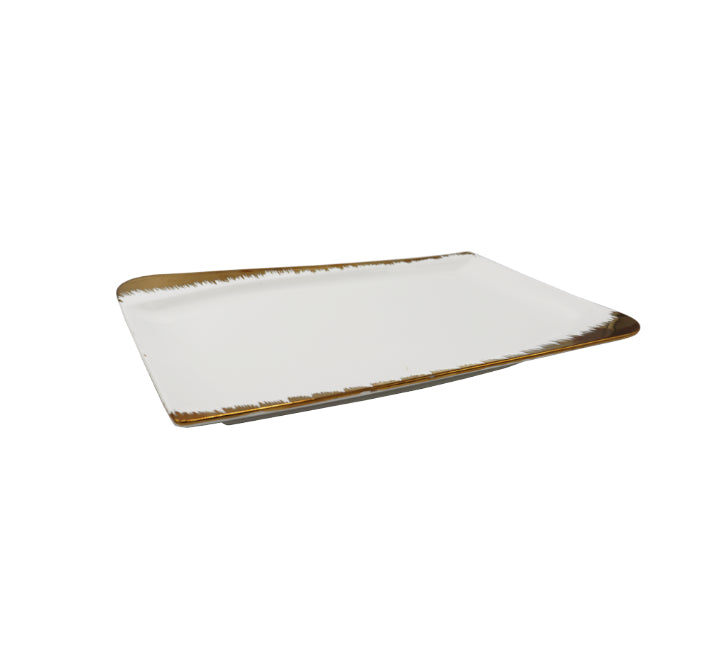 Ceramic Platter White & Gold