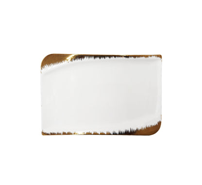 Ceramic Platter White & Gold
