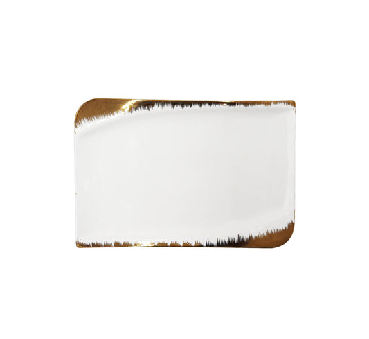 Ceramic Platter White & Gold