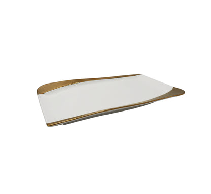 Ceramic Platter White & Rose Gold