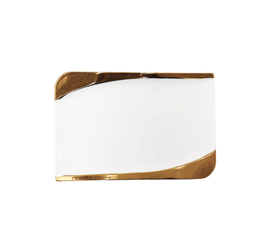 Ceramic Platter White & Rose Gold