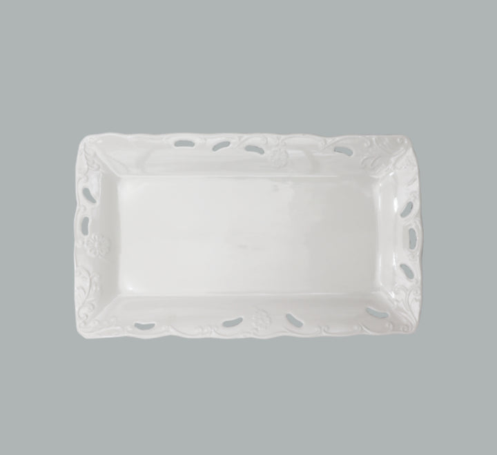 Ceramic Rectangular Lace Edge Serving Platter
