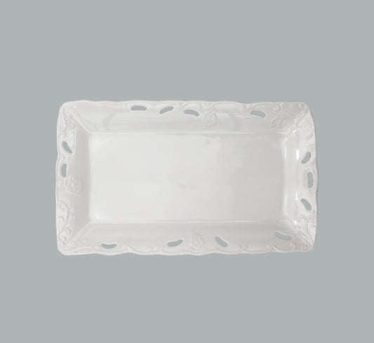 Ceramic Rectangular Lace Edge Serving Platter