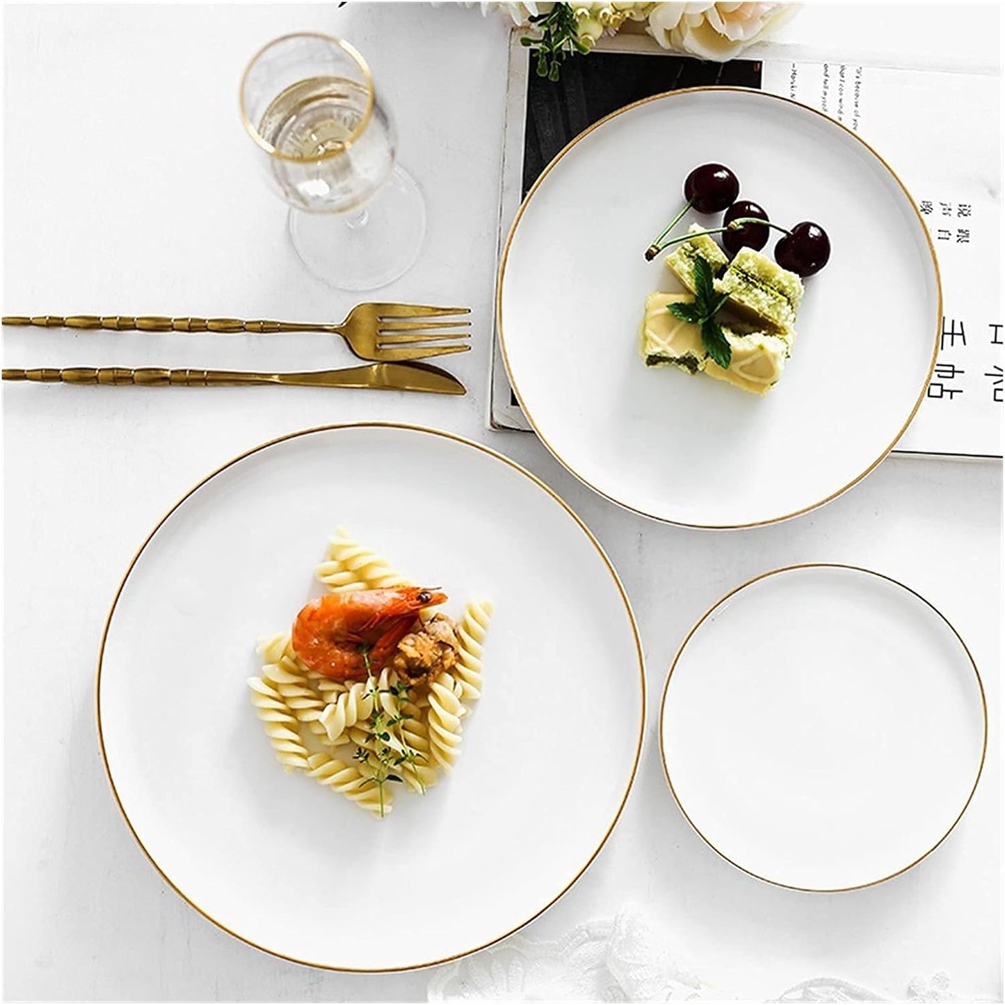 Ceramic Side Plate with Gold Rim 20cm