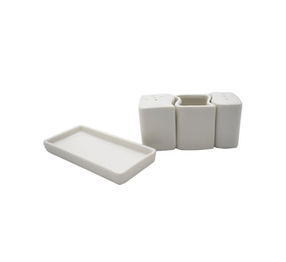 Ceramic Salt & Pepper Set with Toothpick Holder