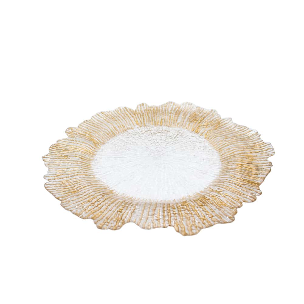 Clear Plastic Splash Underplate Light Gold Edge