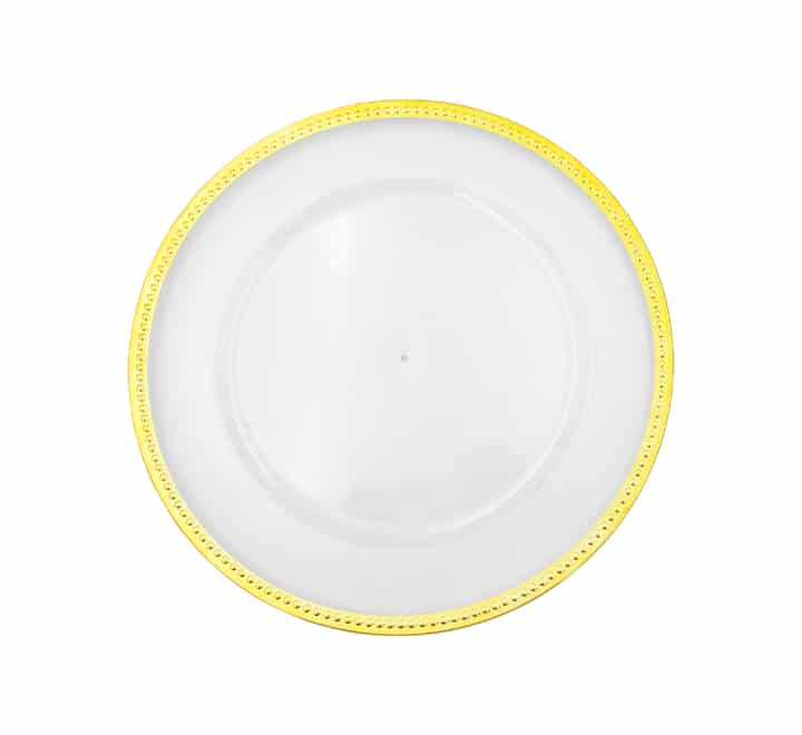 Clear Plastic Underplate Dotted Gold Rim