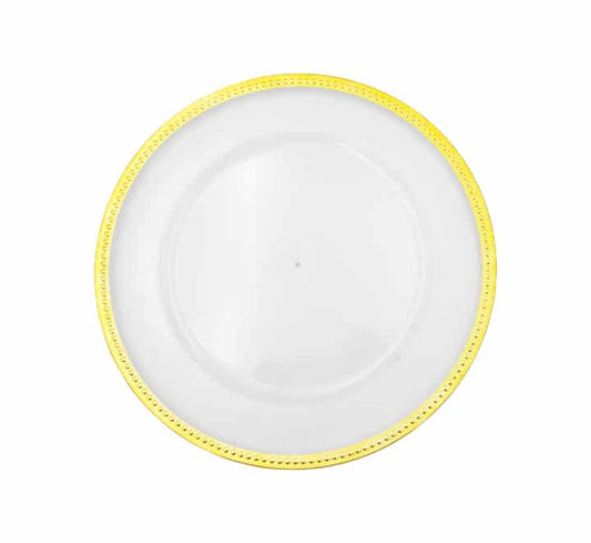 Clear Plastic Underplate Dotted Gold Rim
