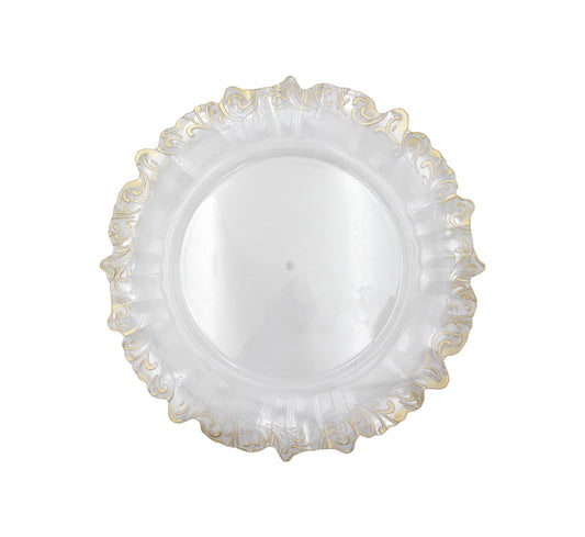 Clear Plastic Underplate Gold Fancy Rim