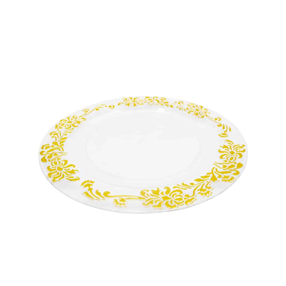 Clear Plastic Underplate Gold Flower Edge