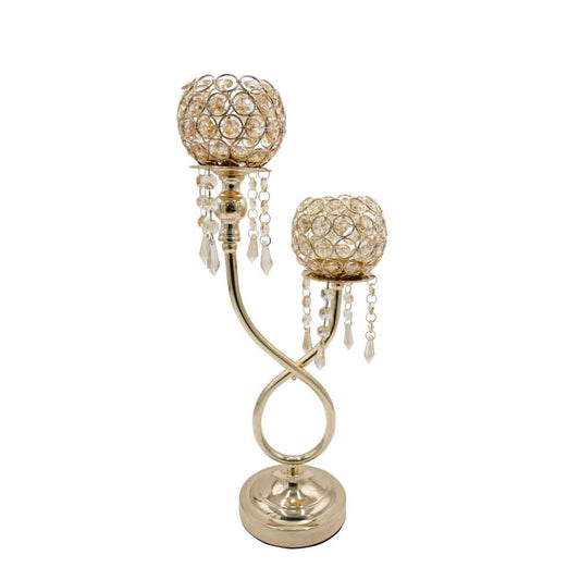 Crystal Candle Stand - Gold