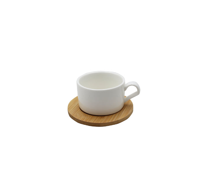 Cup and Saucer Set 12pc - Wooden Saucer