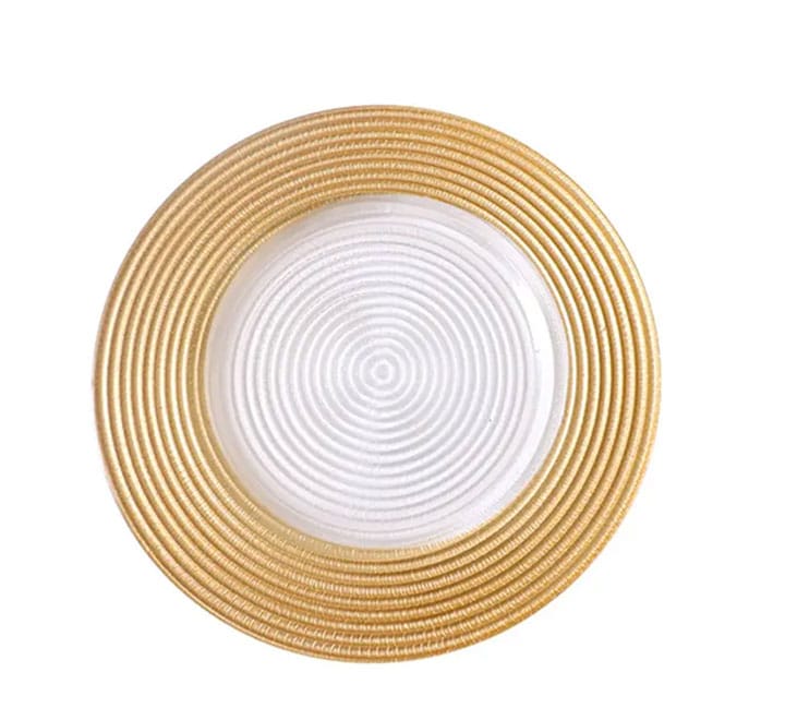 Glass Clear Underplate with Thick Gold Rim 32cm