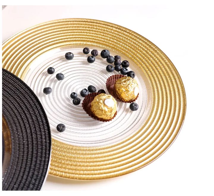Glass Clear Underplate with Thick Gold Rim 32cm