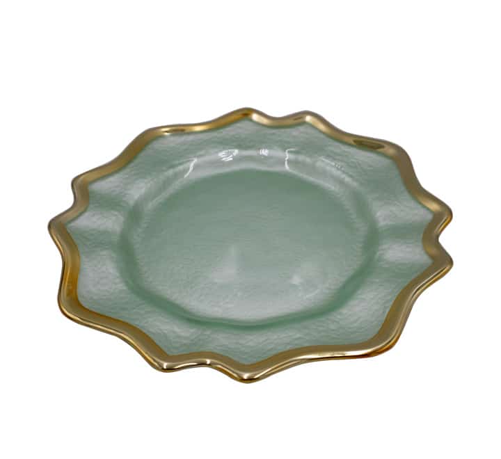 Glass Dinner Plate Gold Edge - 27cm