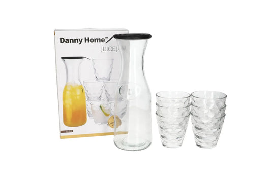 Glass Juice Jar Set 1Ltr (7PC)
