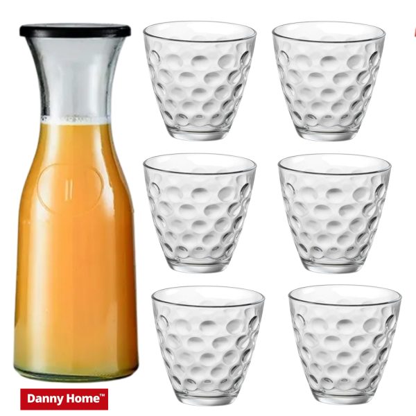 Glass Juice Jar Set 1Ltr (7PC)