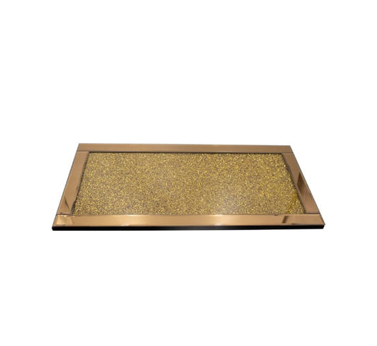 Glass Mirror Tray Rose Gold -48x24cm
