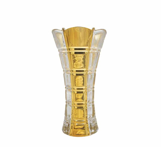 Glass Vase Clear & Gold 28cm