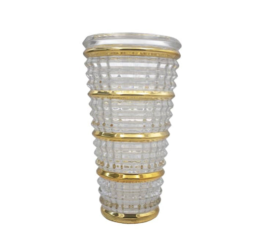 Glass Vase Clear & Gold Rings 27cm