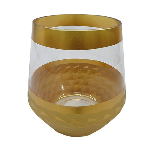 Glass Vase Clear with Gold Trimming