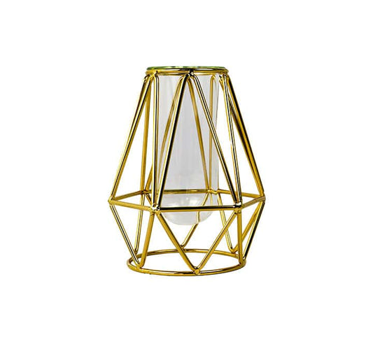 Gold Candle Stand With Glass Inset