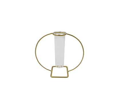 Gold Candle Stand with Glass Insert - 18cm