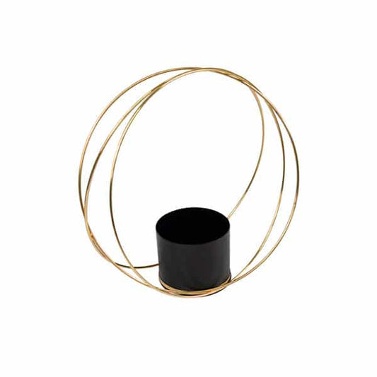 Gold Metal Candle Holder - Rings