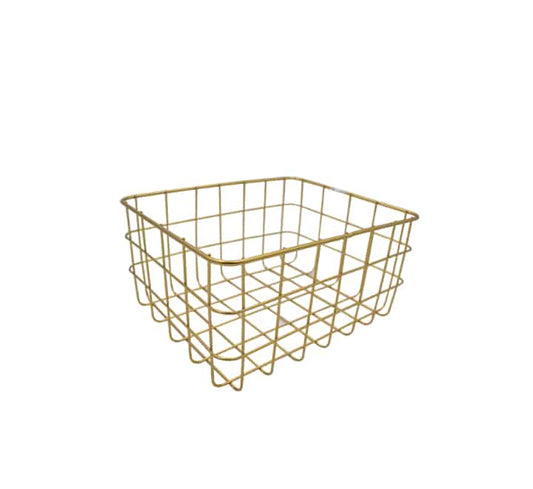 Gold Metal Rectangular Basket - 25x21x12cm
