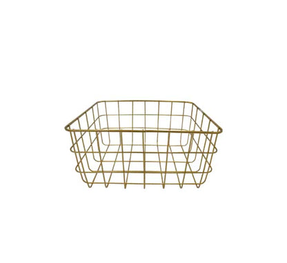 Gold Metal Rectangular Basket - 25x21x12cm