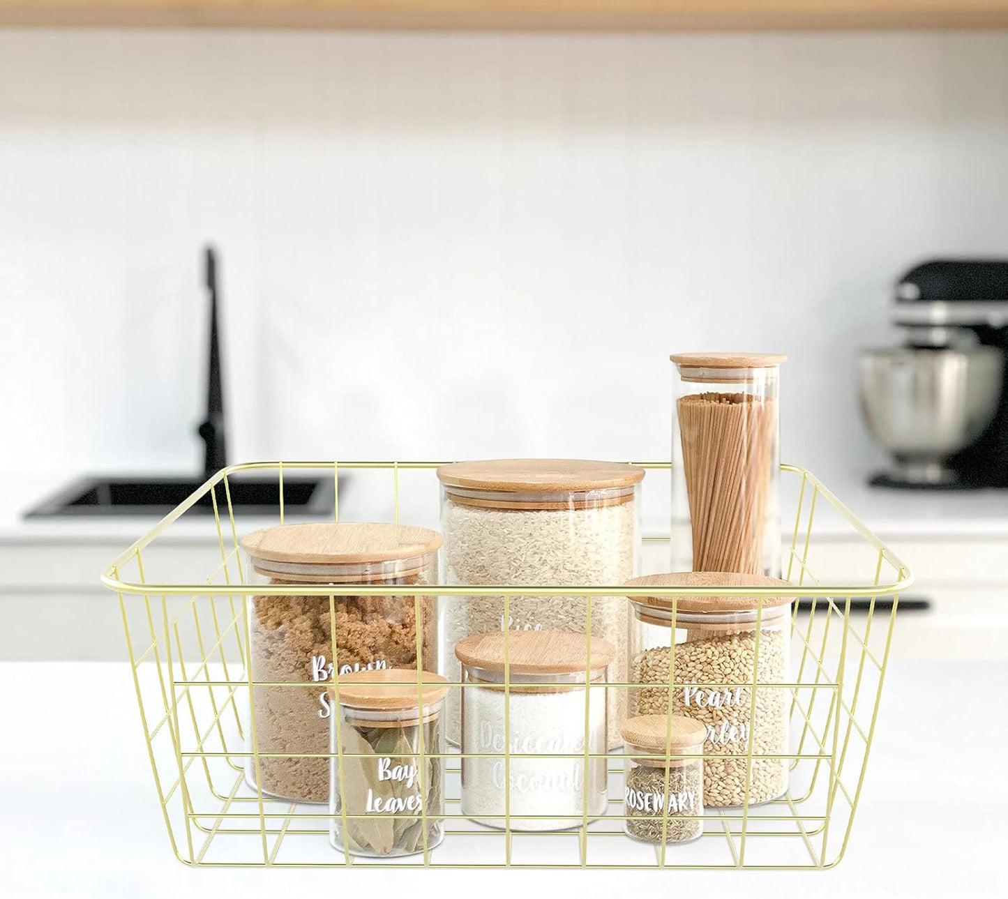 Gold Metal Rectangular Basket - 25x21x12cm