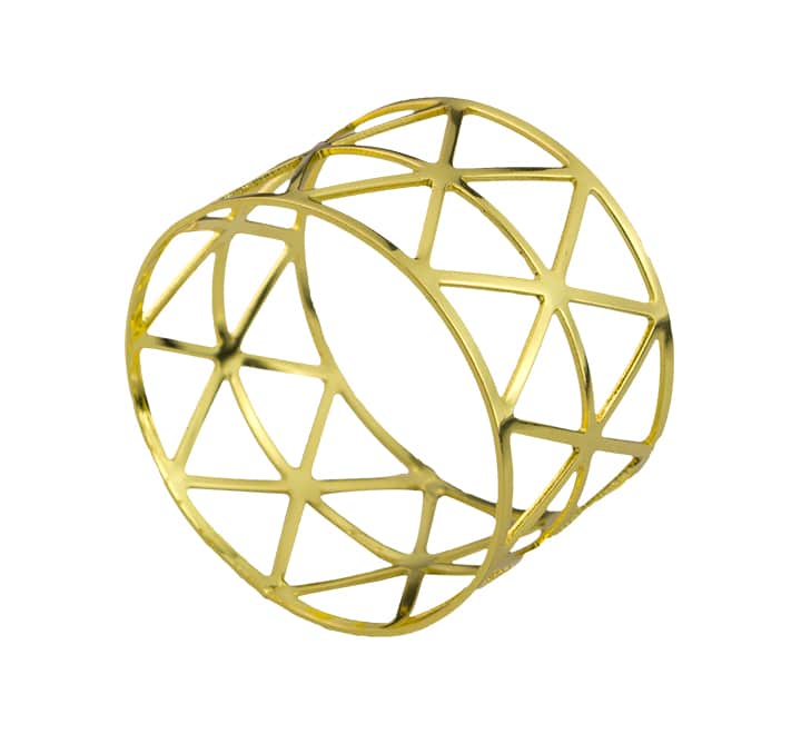 Gold Napkin Ring Hexagonal Pattern