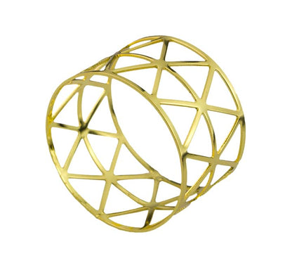 Gold Napkin Ring Hexagonal Pattern