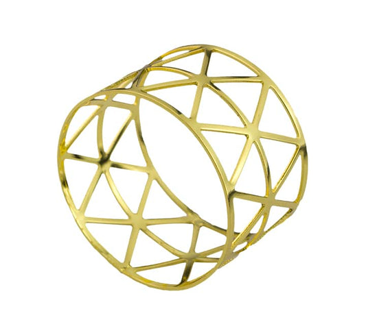 Gold Napkin Ring Hexagonal Pattern