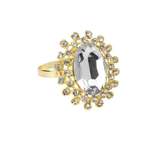 Gold Napkin Ring with Faux Gem