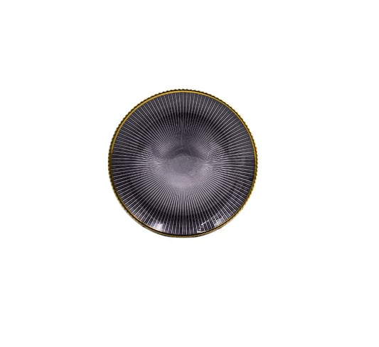 Gold Rim Black Glass Side Plate 20cm
